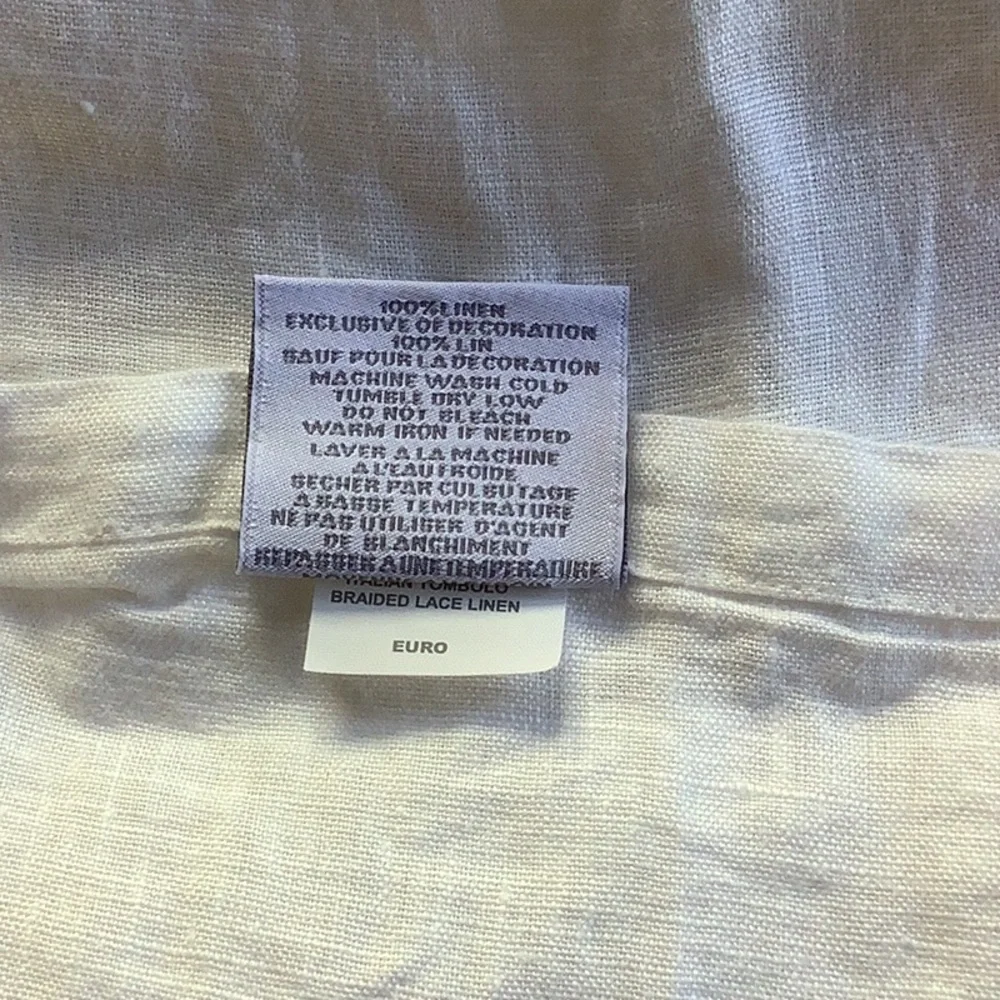 RH Linen Euro sham Italian Tombolo Braided Lace Linen